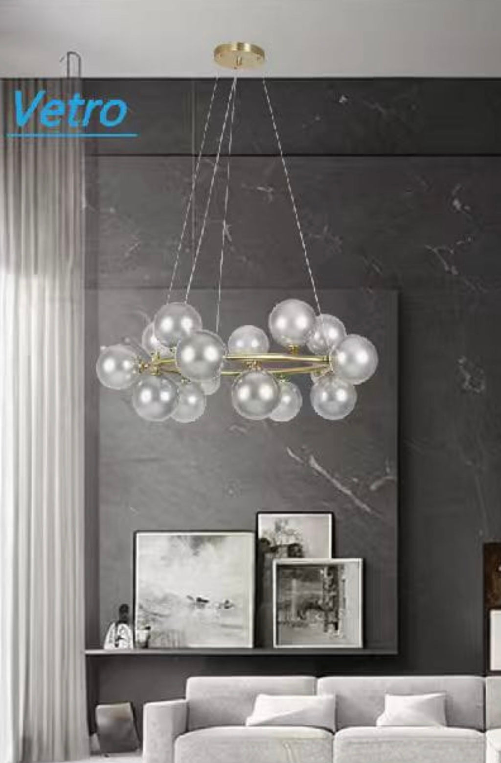 Lampadario circolare con 15 sfere