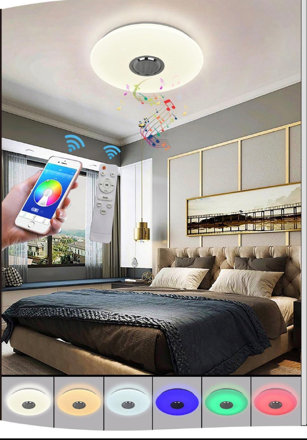Plafoniera LED Smart RGB con Cassa Bluetooth e Telecomando