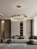Lampadario a Sospensione Circolare in Cristallo LED