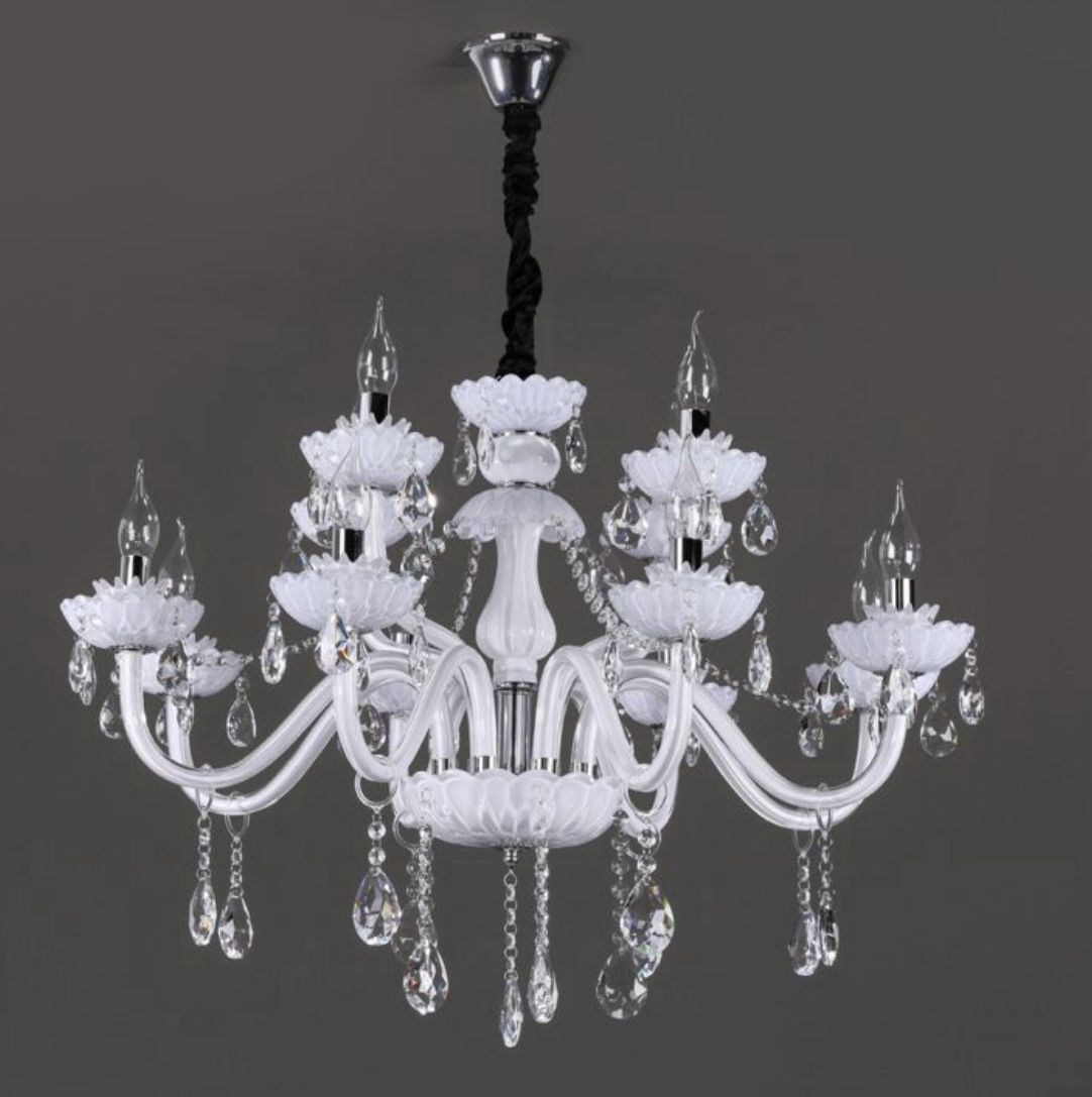Lampadario Bianco Con Cristalli