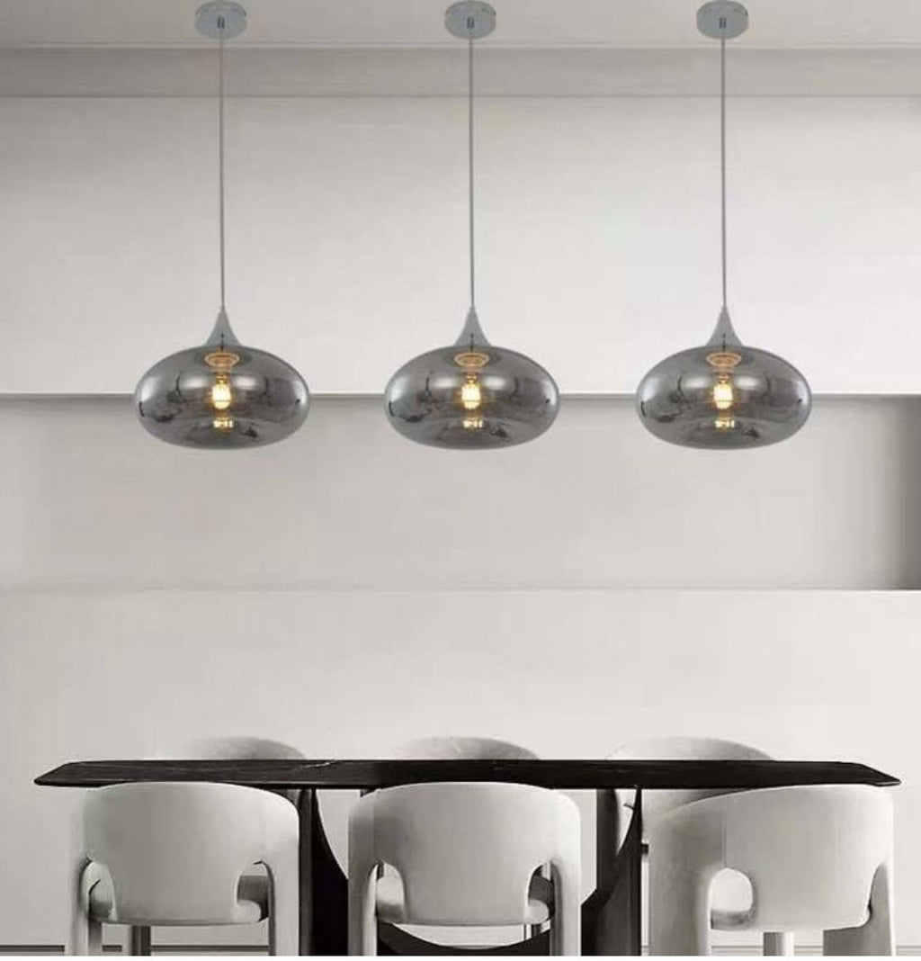 Lampada a sospensione vetro Fumè/Amber