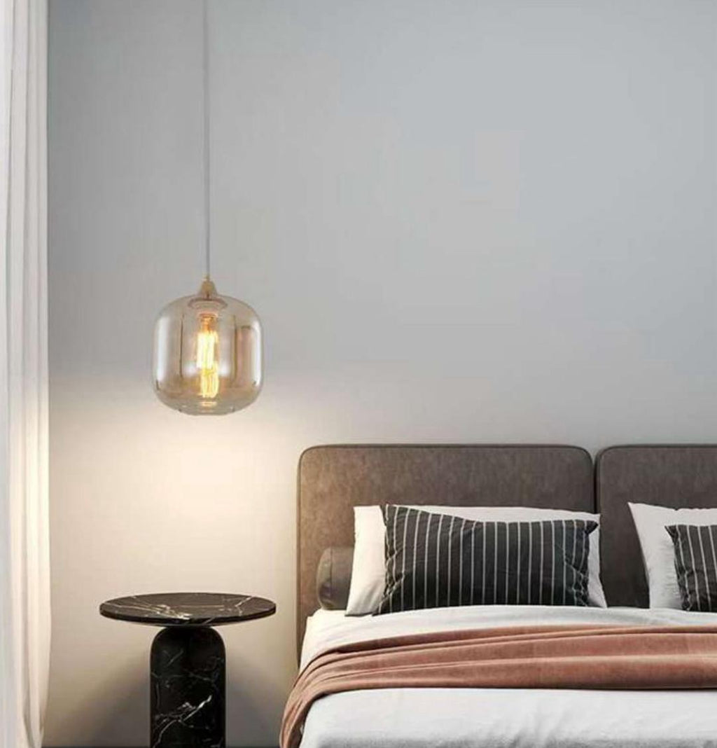 Lampada a sospensione vetro fumè/amber