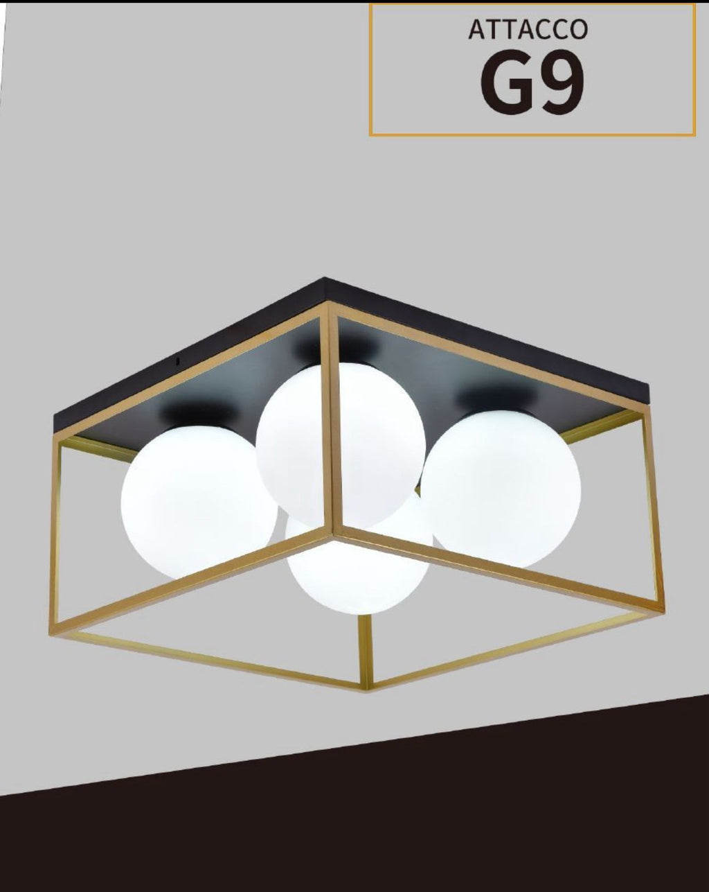 Plafoniera quadrata con sfere