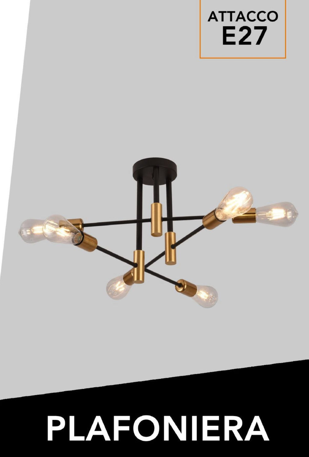 Plafoniera design moderno nero/oro