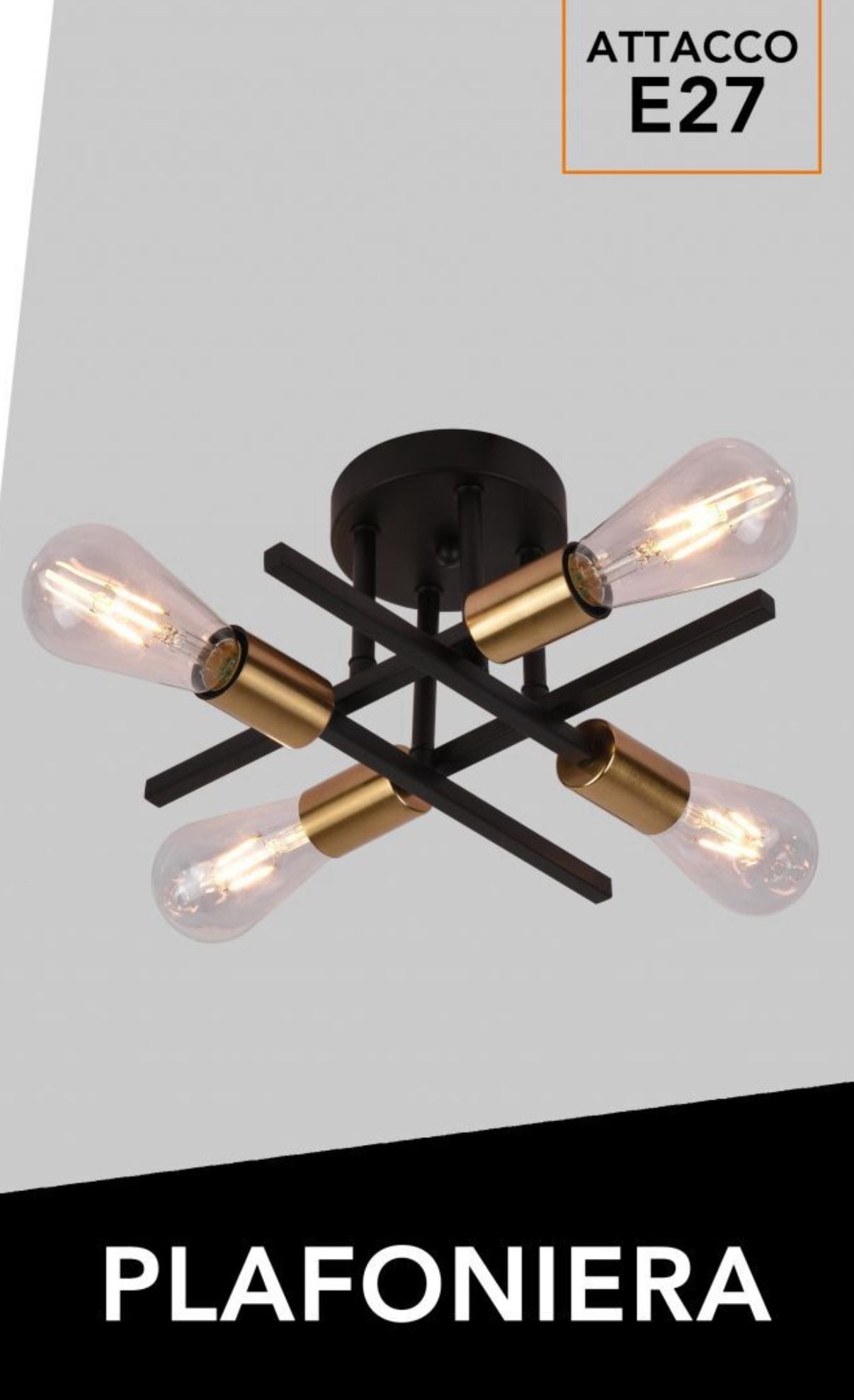 Plafoniera design moderno nero/oro