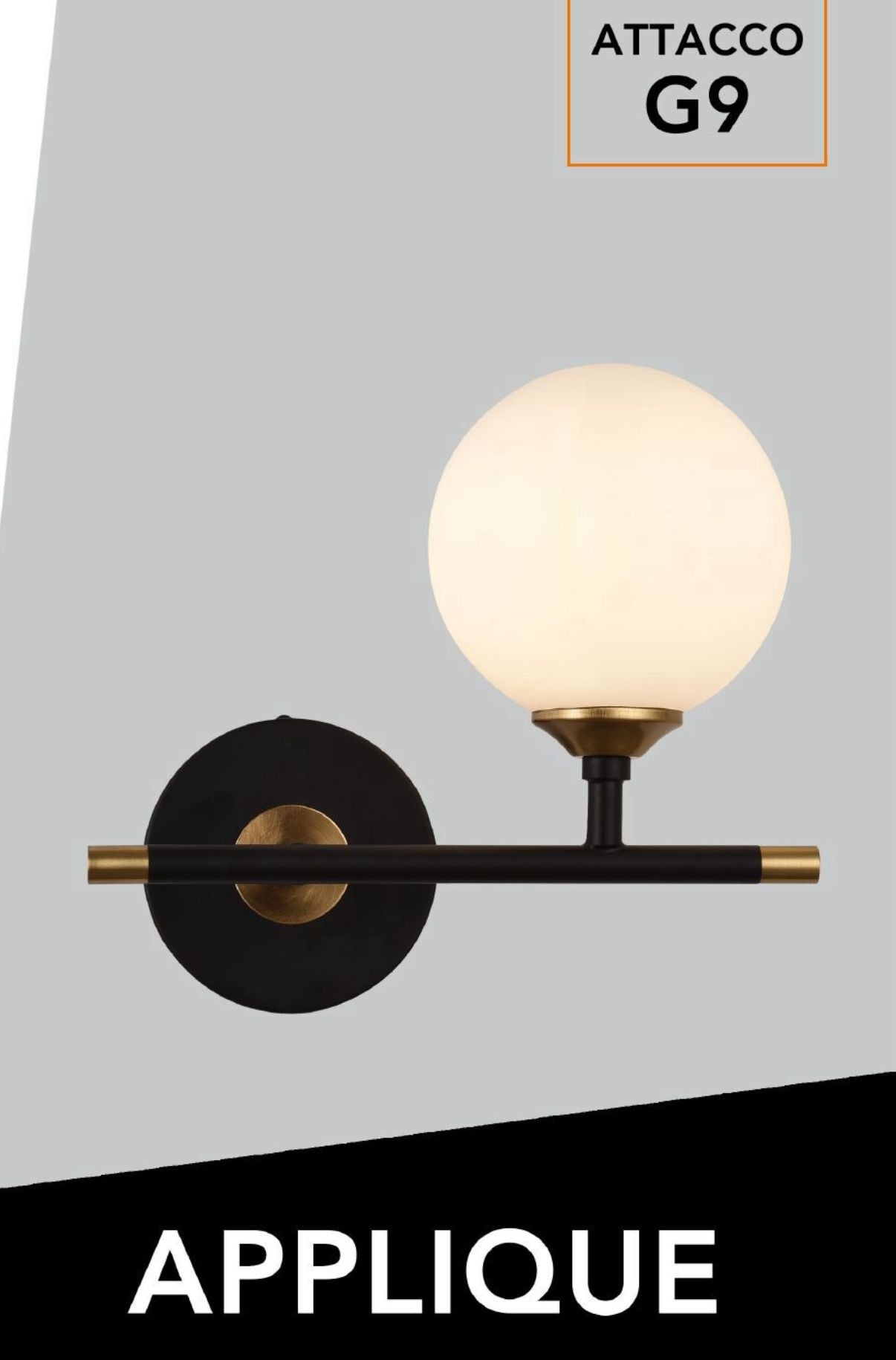 Applique Sfera nero con dettagli oro