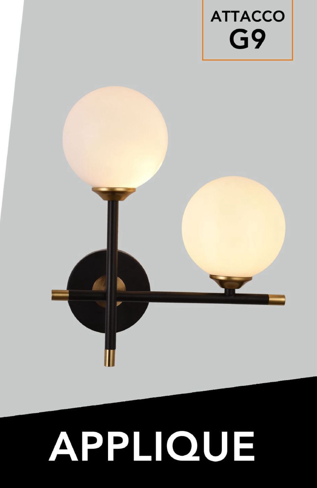 Applique Sfera nero con dettagli oro