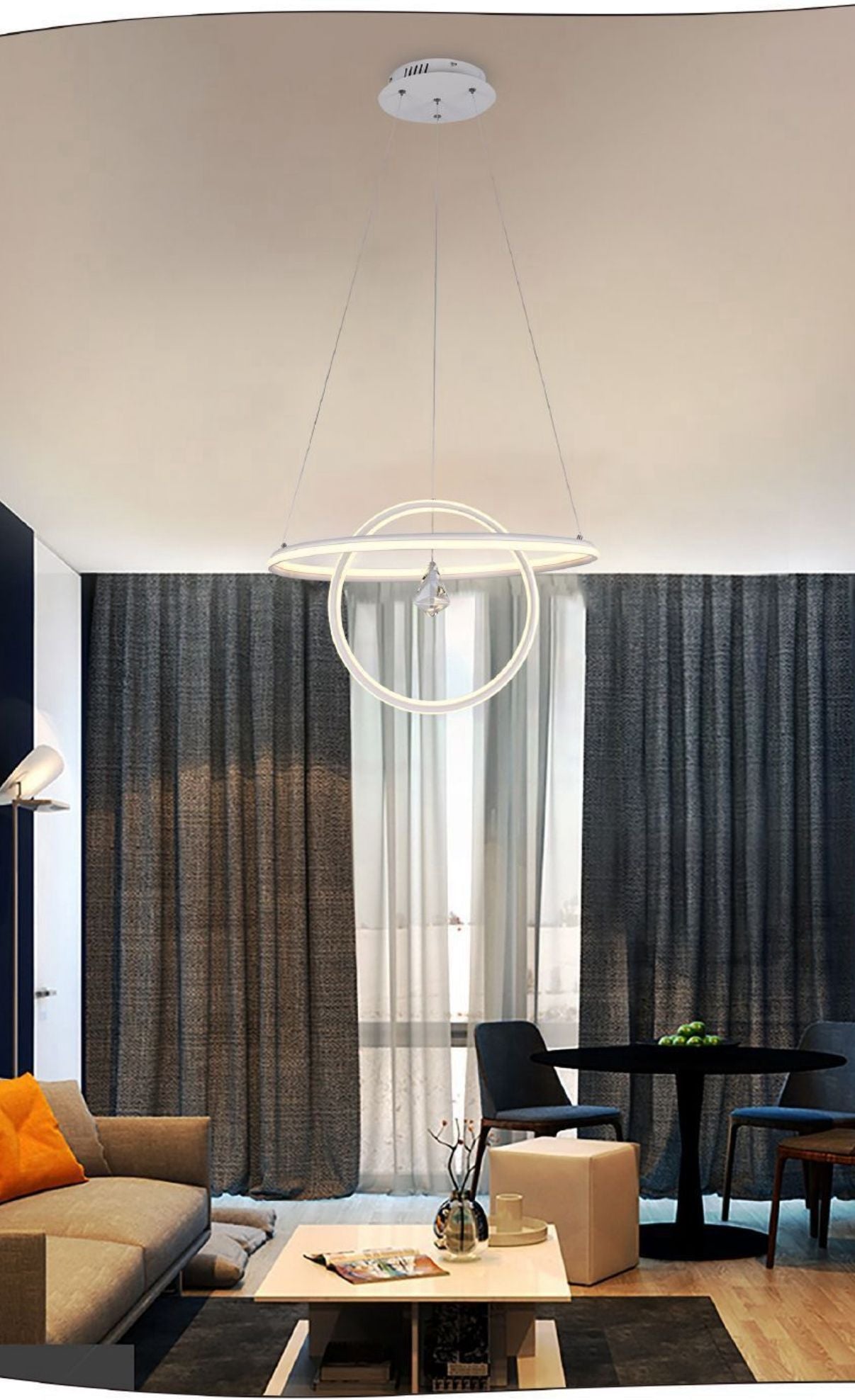 Lampadario a led con cristallo pendente