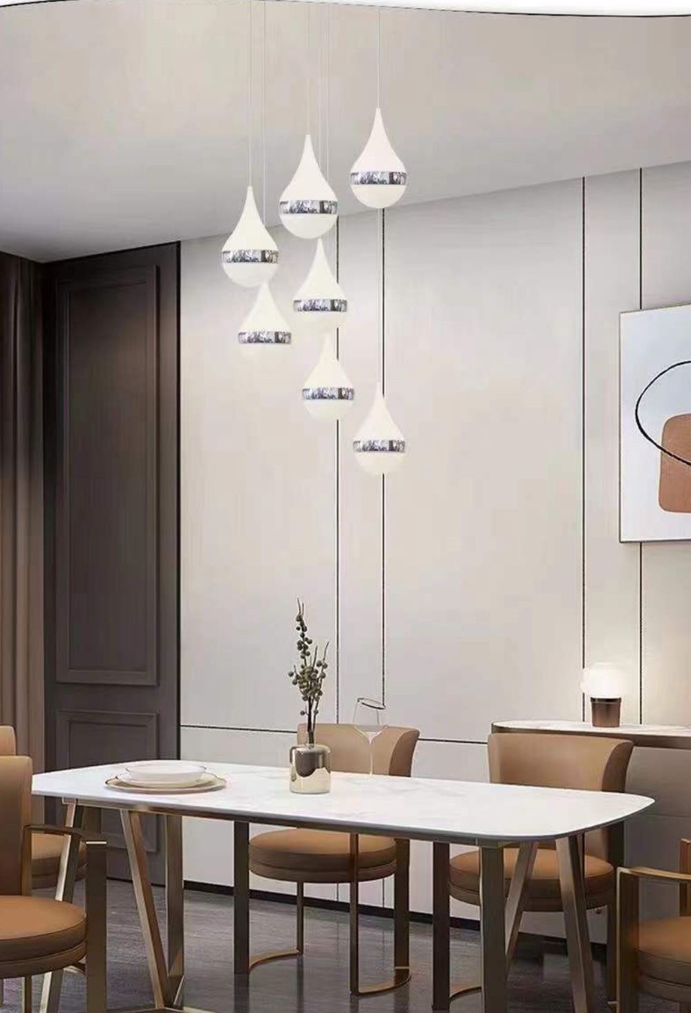 Lampadario 7 gocce oro/argento