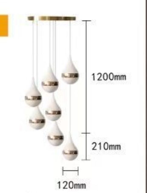 Lampadario 7 gocce oro/argento