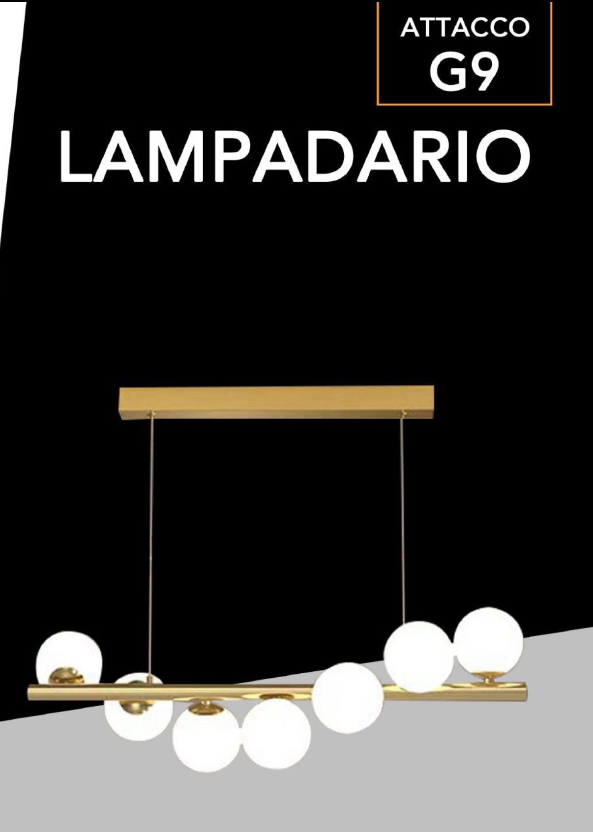 Lampadario 7 sfere oro
