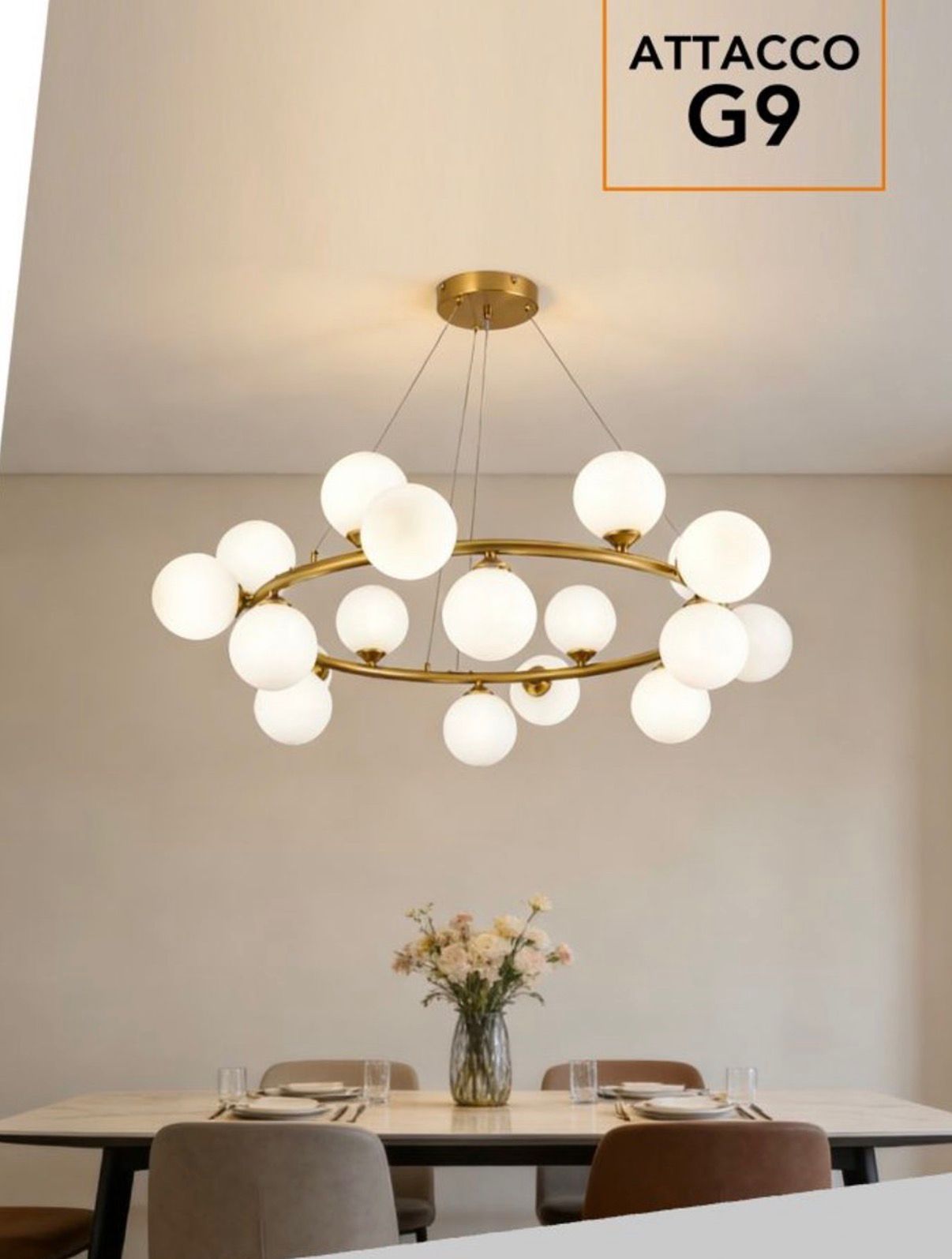 Lampadario circolare 18 Sfere