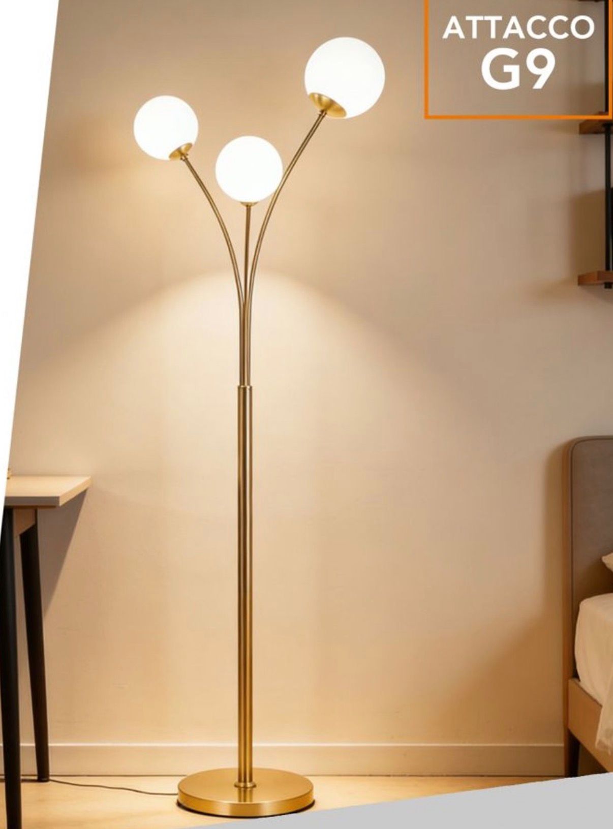 Lampada da terra a 3 Sfere in vetro