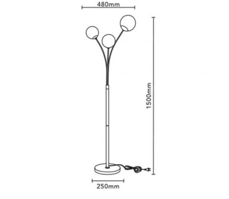 Lampada da terra a 3 Sfere in vetro