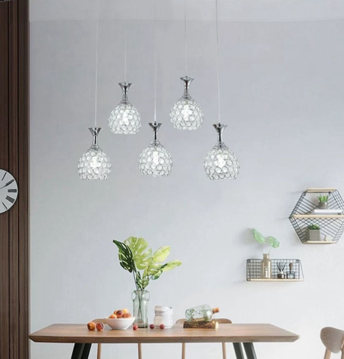 Lampadario 5 sfere con portalampade