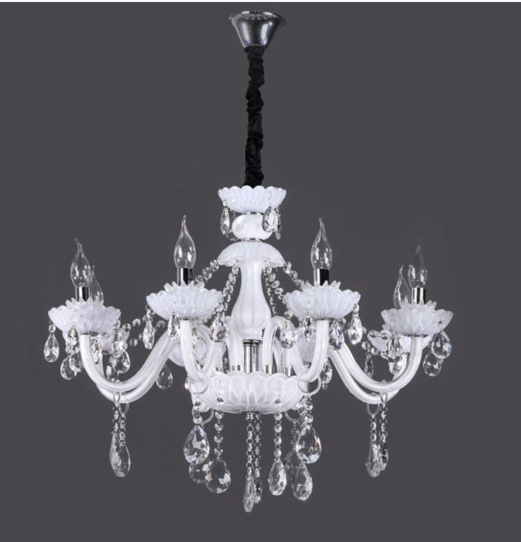 Lampadario Bianco Con Cristalli