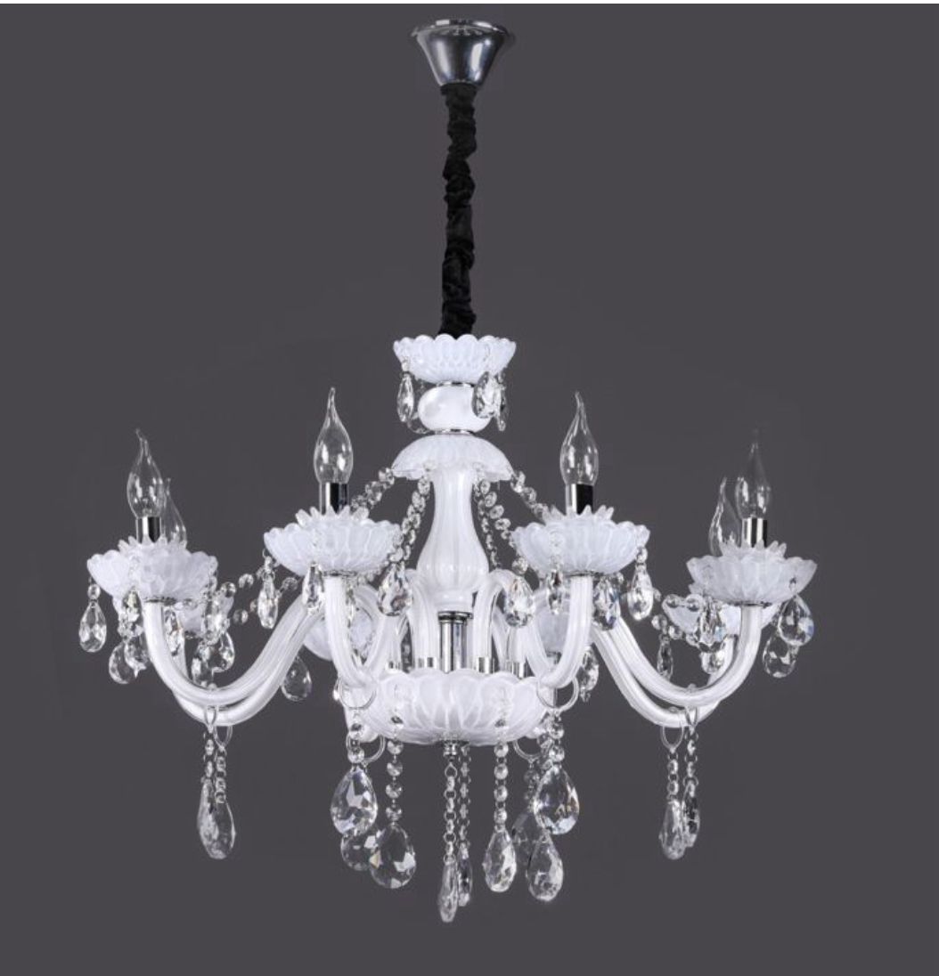 Lampadario Bianco Con Cristalli