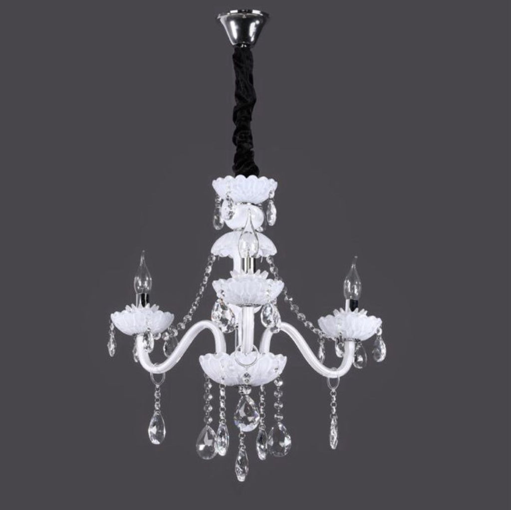 Lampadario Bianco Con Cristalli