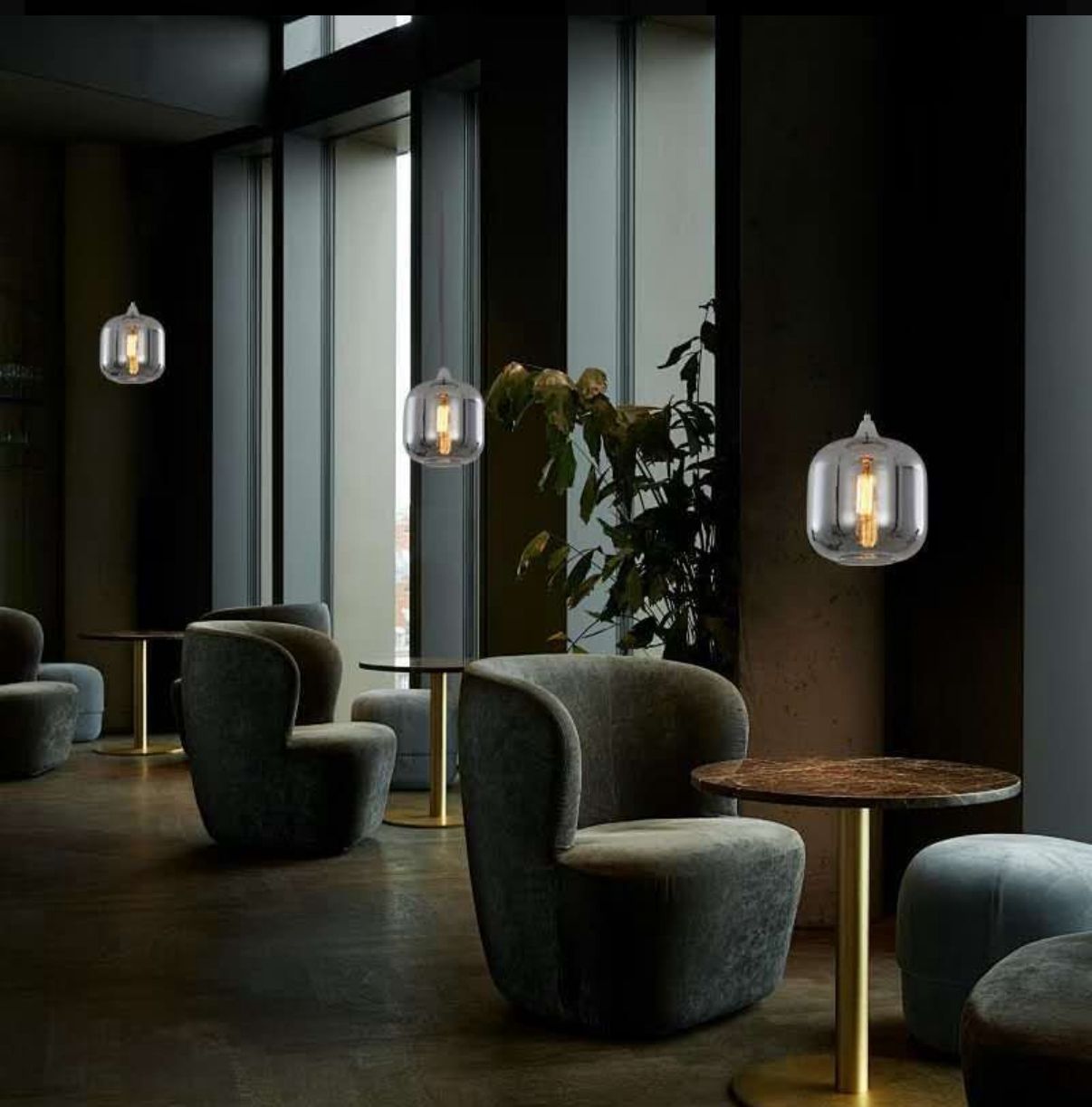 Lampada a sospensione vetro fumè/amber