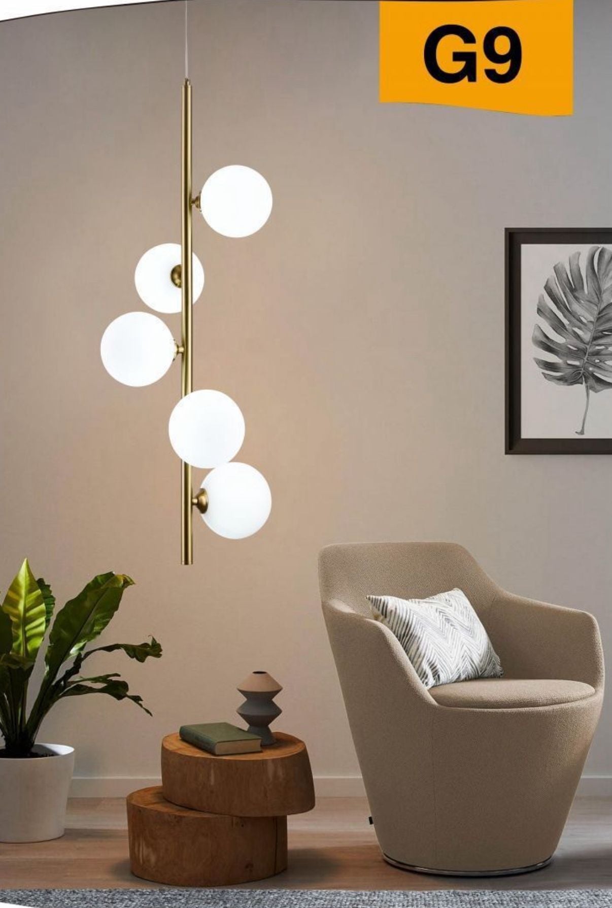 Lampada a sospensione con 5 sfere